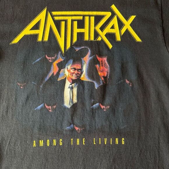Y2K Anthrax Among The Living Black Concert Shirt Size Medium Official Band Merch - Picture 2 of 4